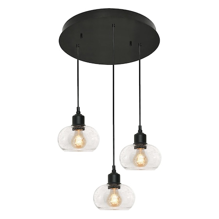 Afx Laney 3 Light Round Pendant, Medium Base 120V, Black LNYP07MBBKRND3